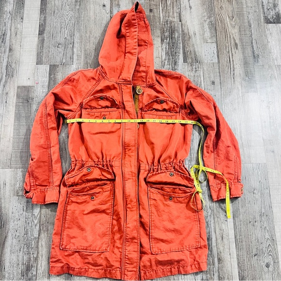 Loft Harvest orange Anorak utility hoodie linen blend Jacket womens M NWOT - Picture 9 of 11